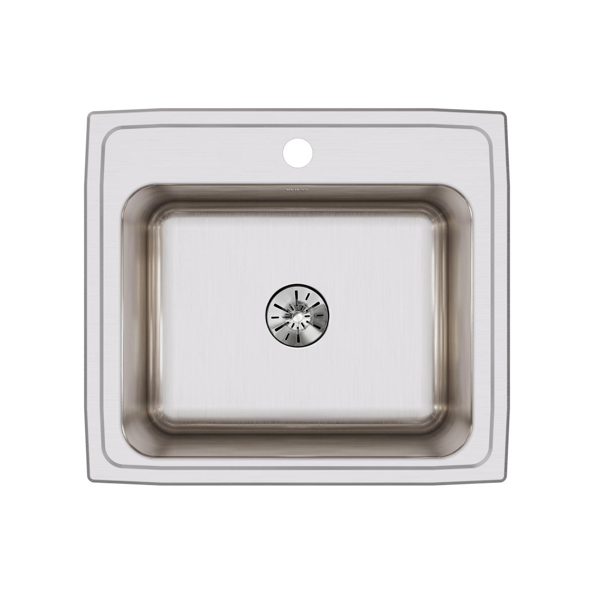 Elkay Lustertone Classic Stainless Steel 22" x 19-1/2" x 10-1/8", 1-Hole Single Bowl Drop-in Sink with Perfect Drain DLR221910PD1