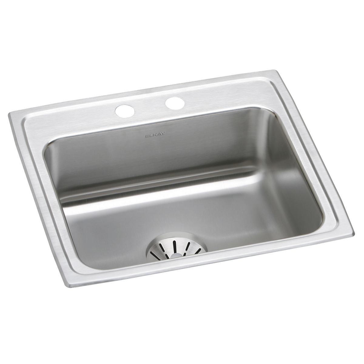 Elkay Lustertone Classic Stainless Steel 22" x 19-1/2" x 10-1/8", 2-Hole Single Bowl Drop-in Sink with Perfect Drain DLR221910PD2