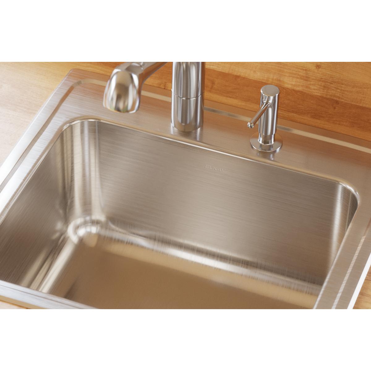 Elkay Lustertone Classic Stainless Steel 22" x 19-1/2" x 10-1/8", 4-Hole Single Bowl Drop-in Sink with Perfect Drain DLR221910PD4