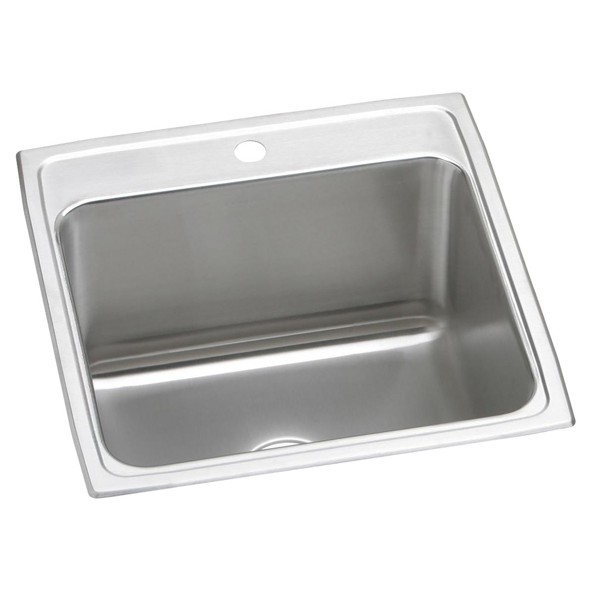 Elkay Lustertone Classic Stainless Steel 22" x 22" x 12-1/8", 1-Hole Single Bowl Drop-in Sink DLR2222121