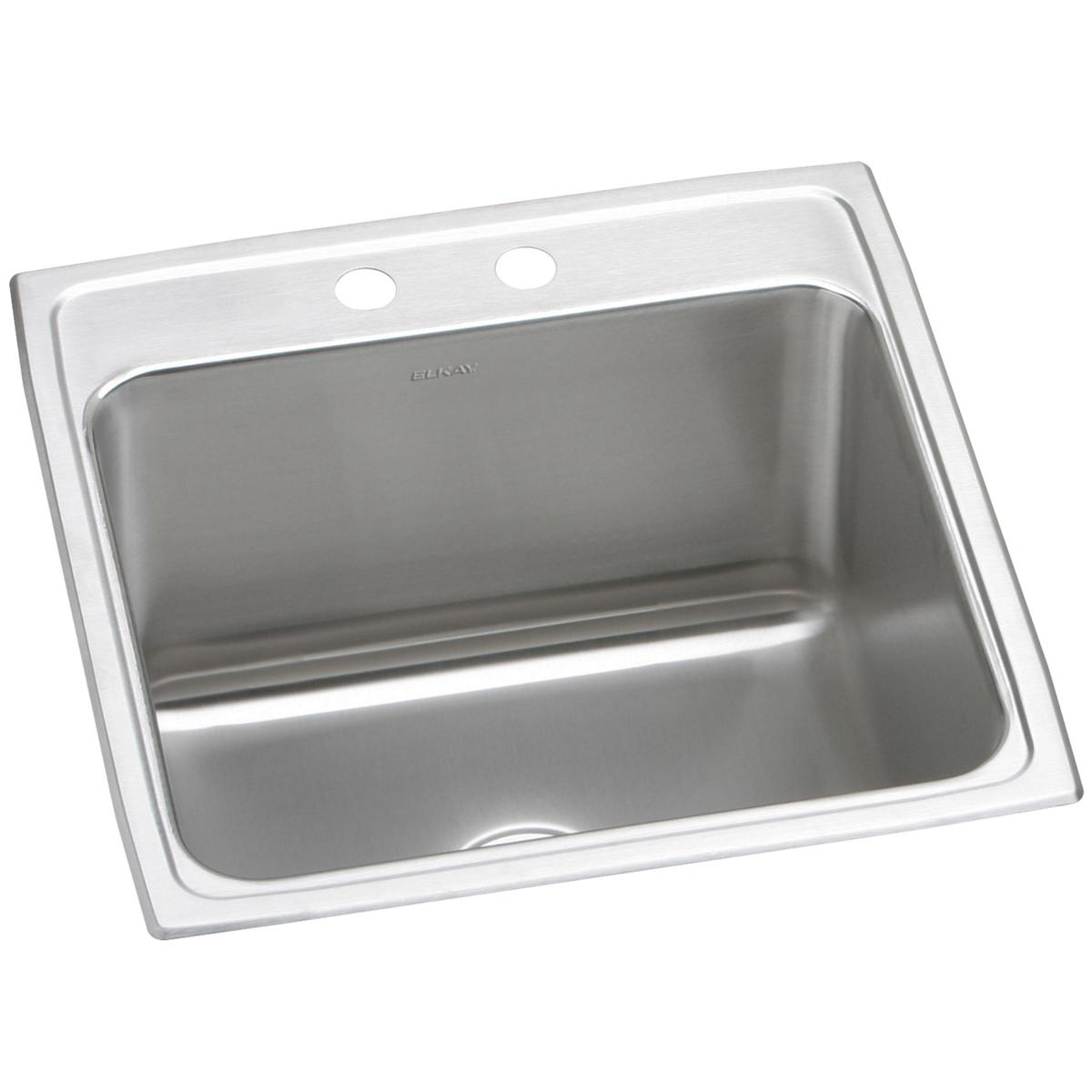 Elkay Lustertone Classic Stainless Steel 22" x 22" x 12-1/8", 2-Hole Single Bowl Drop-in Sink DLR2222122