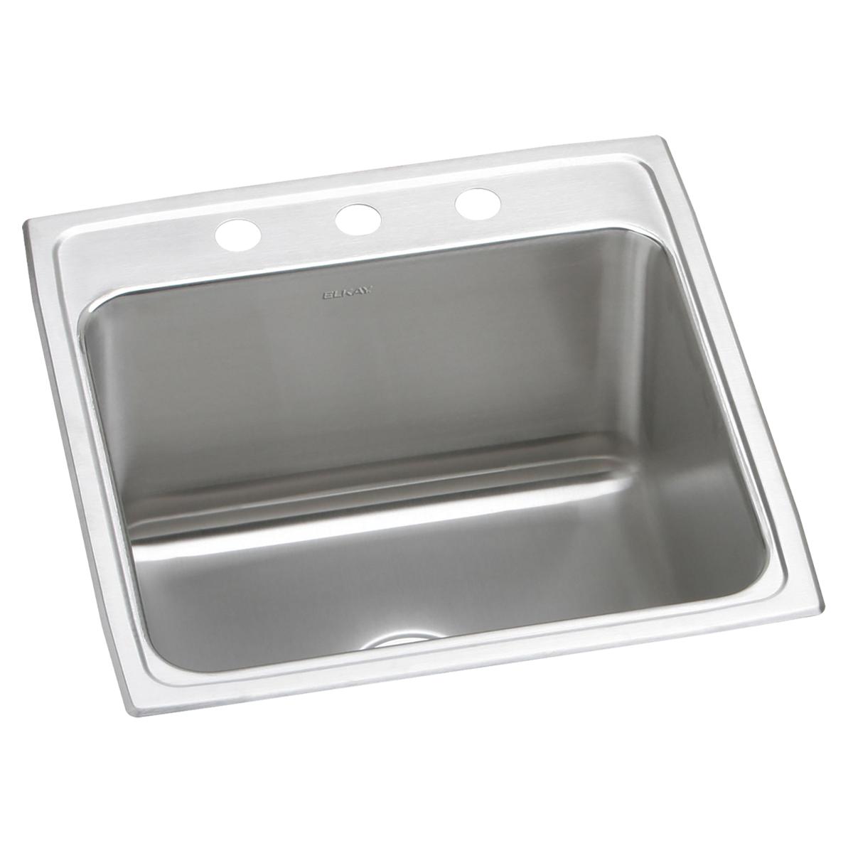 Elkay Lustertone Classic Stainless Steel 22" x 22" x 12-1/8", 3-Hole Single Bowl Drop-in Sink DLR2222123