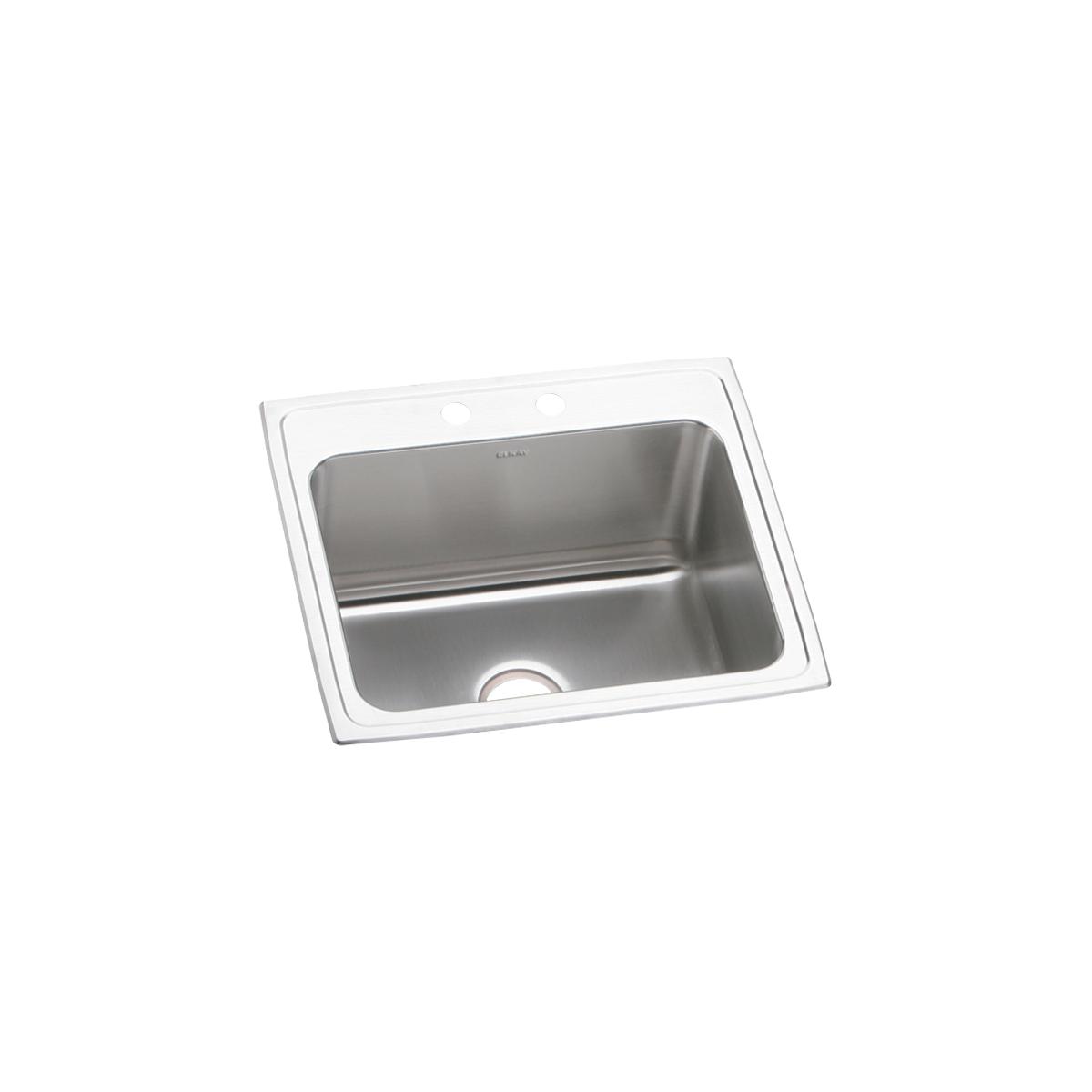 Elkay Lustertone Classic Stainless Steel 25" x 21-1/4" x 10-1/8", 2-Hole Single Bowl Drop-in Sink DLR2521102