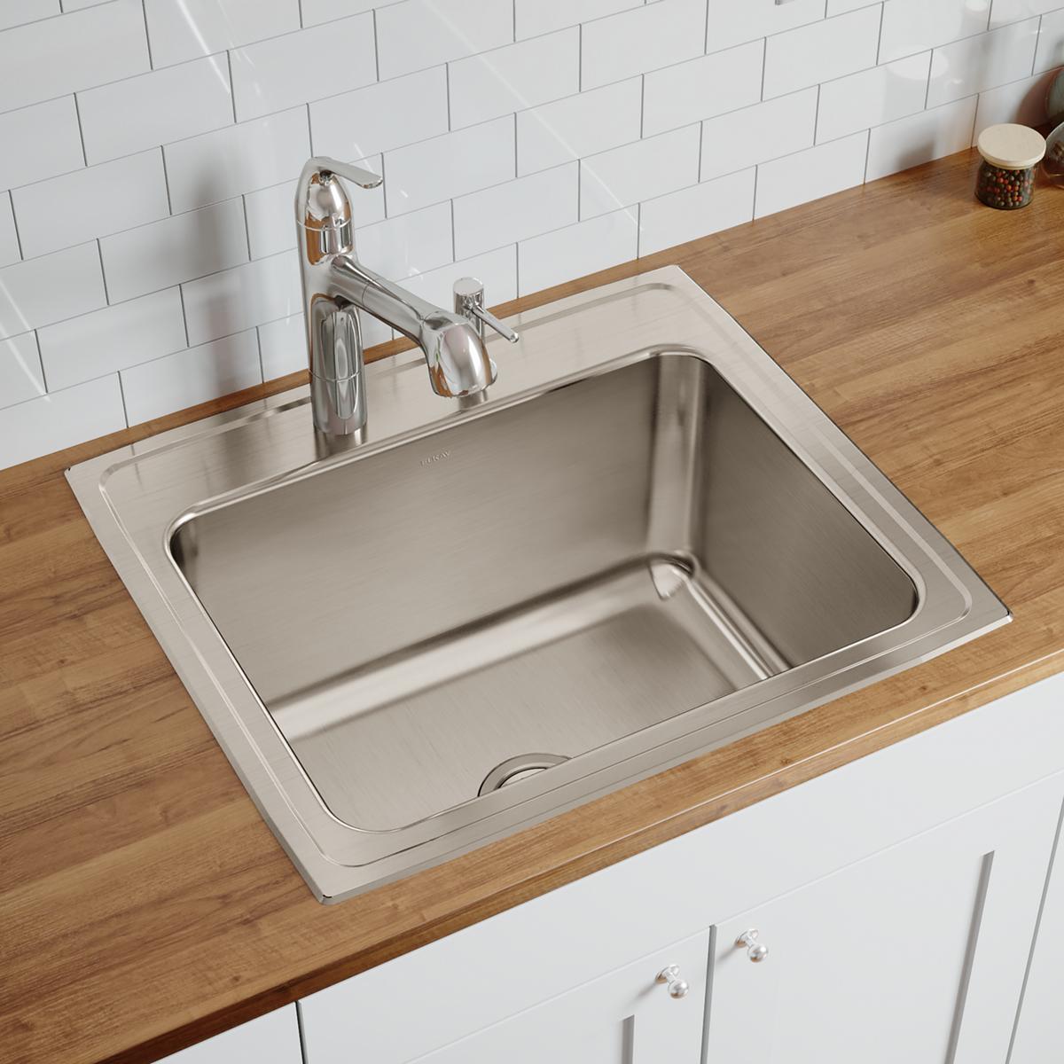 Elkay Lustertone Classic Stainless Steel 25" x 22" x 12-1/8", Single Bowl Drop-in Sink DLR2522121