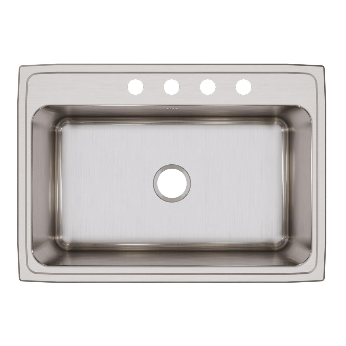 Elkay Lustertone Classic Stainless Steel 31" x 22" x 11-5/8", 4-Hole Single Bowl Drop-in Sink DLR3122124