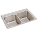 Elkay Lustertone Classic Stainless Steel 33" x 22" x 12-1/8", 1-Hole Equal Double Bowl Drop-in Sink with Quick-clip DLRQ3322121