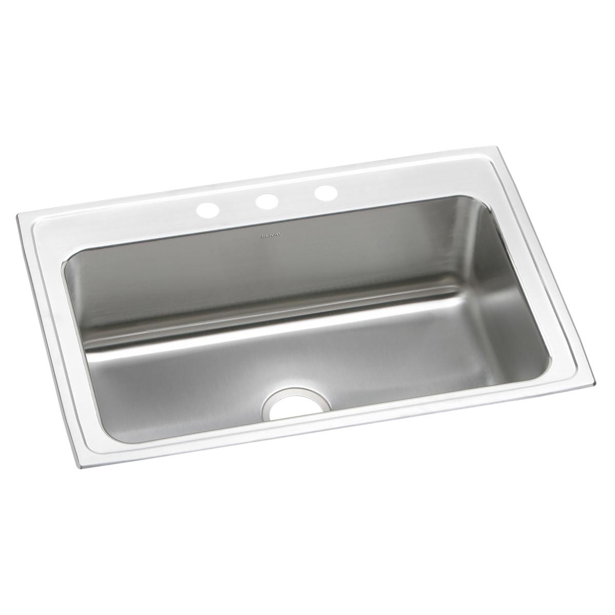 Elkay Lustertone Classic Stainless Steel 33" x 22" x 10-1/8", Single Bowl Drop-in Sink DLRS3322103