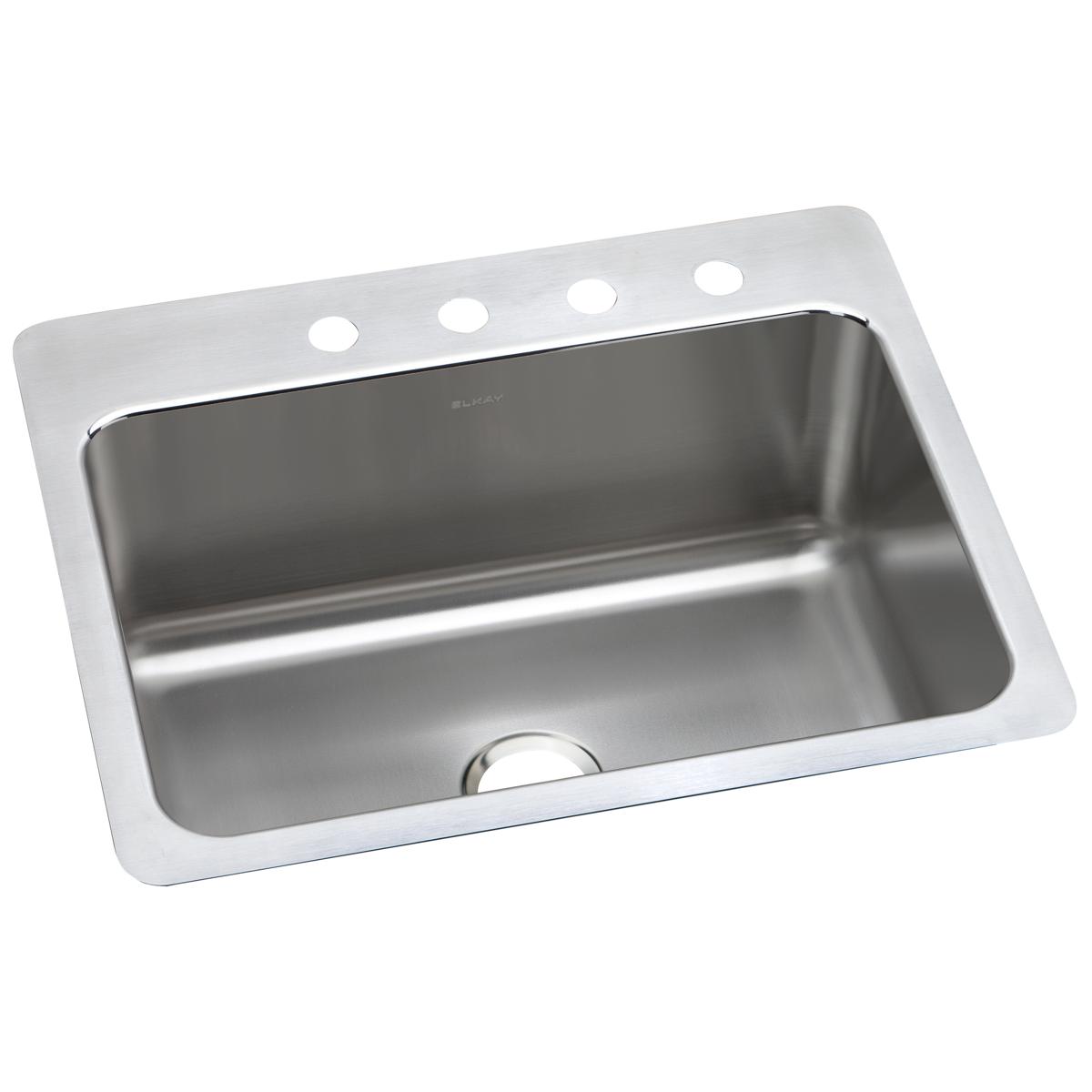 Elkay Lustertone Classic Stainless Steel 27" x 22" x 10", 3-Hole Single Bowl Dual Mount Sink DLSR2722103