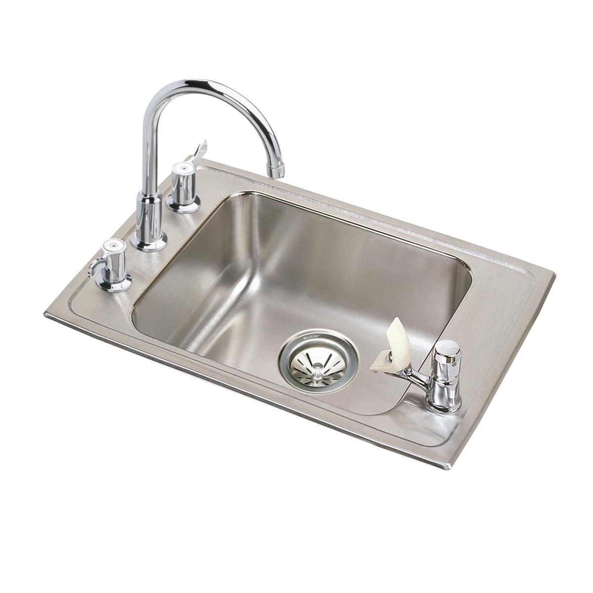 Elkay Lustertone Classic Stainless Steel 22" x 19-1/2" x 4-1/2", Single Bowl Drop-in Classroom ADA Sink Kit DRKAD222045C