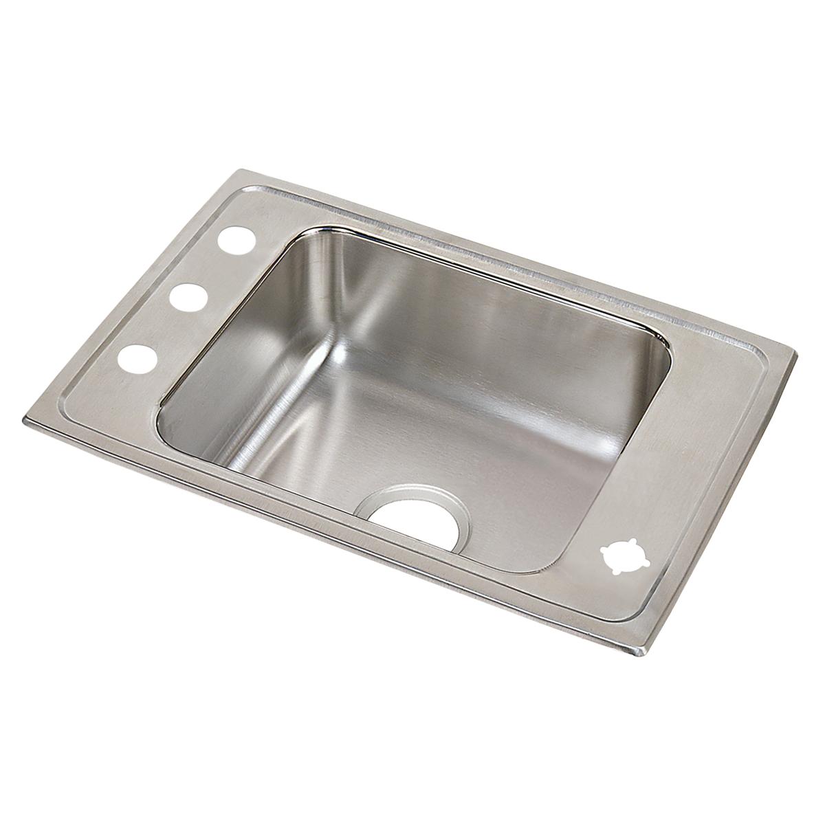Elkay Lustertone Classic Stainless Steel 25" x 17" x 6-1/2", FR2-Hole Single Bowl Drop-in Classroom ADA Sink DRKAD251765FR4