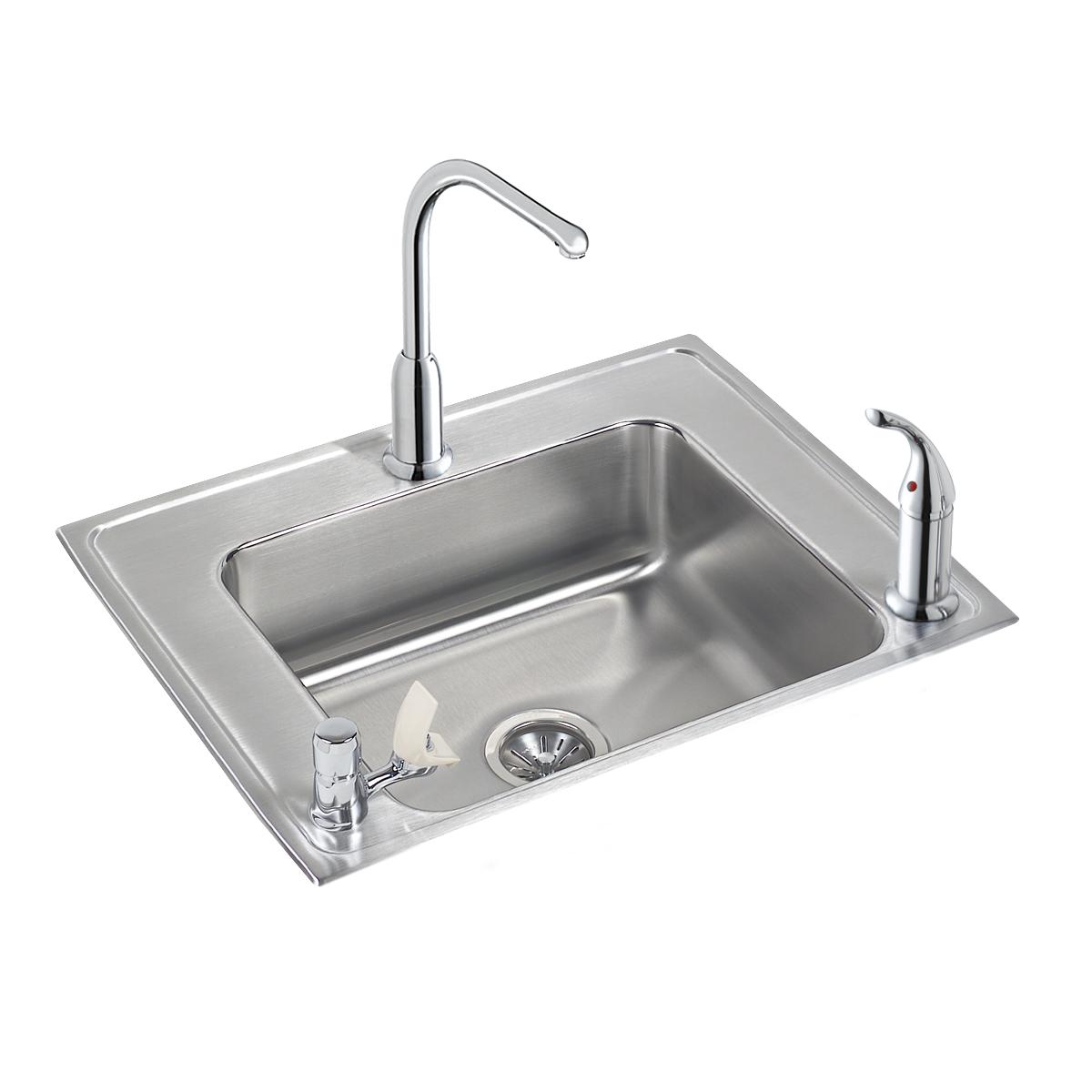 Elkay Lustertone Classic Stainless Steel 28" x 22" x 5-1/2", Single Bowl Drop-in Classroom ADA Sink Kit DRKAD282255LC