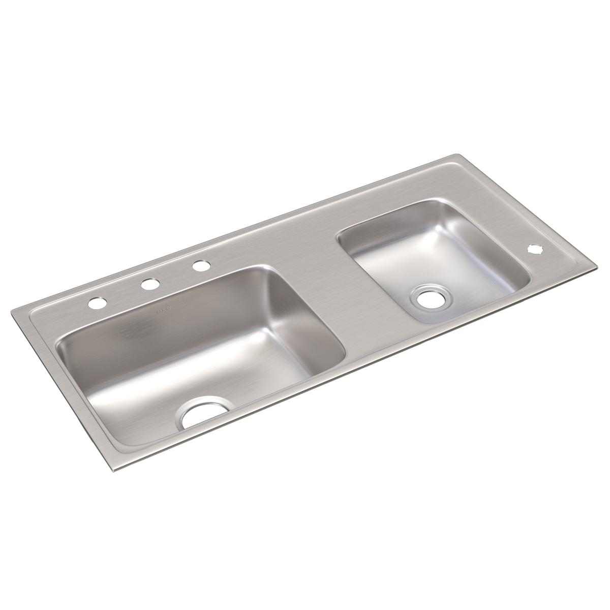 Elkay Lustertone Classic Stainless Steel 37-1/4" x 17" x 6-1/2", Double Bowl Drop-in Classroom ADA Sink DRKAD371765R4