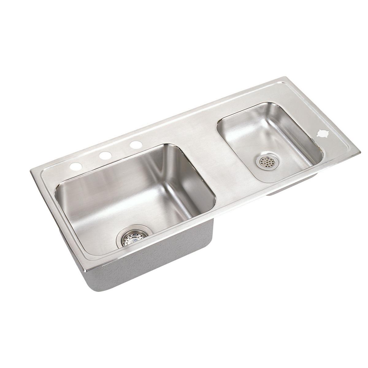 Elkay Lustertone Classic Stainless Steel 37-1/4" x 17" x 5-1/2", Double Bowl Drop-in Classroom ADA Sink DRKAD371755R4