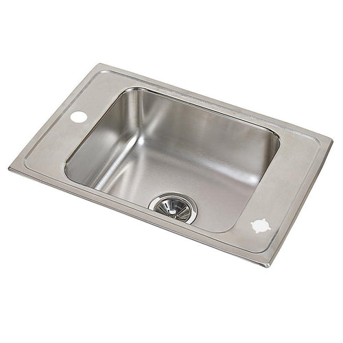 Elkay Lustertone Classic Stainless Steel 25" x 17" x 7-5/8", 2LM-Hole Single Bowl Drop-in Classroom Sink DRKR25172LM