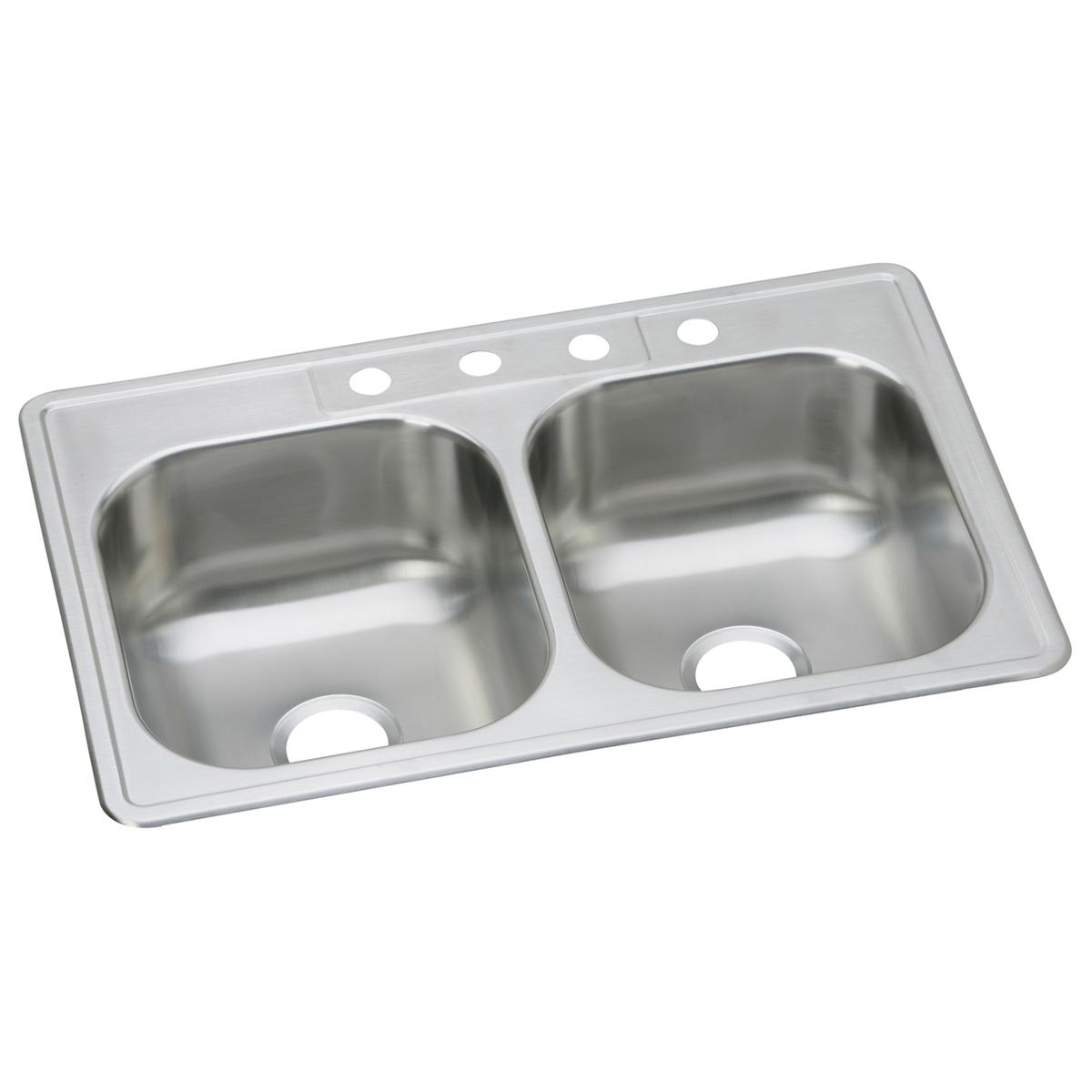 Elkay Dayton Stainless Steel 33" x 22" x 8-1/16", 3-Hole Equal Double Bowl Drop-in Sink (40 Pack) DSEW40233223