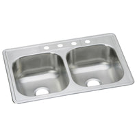 Elkay Dayton Stainless Steel 33" x 22" x 8-1/16", 3-Hole Equal Double Bowl Drop-in Sink (40 Pack) DSEW40233223