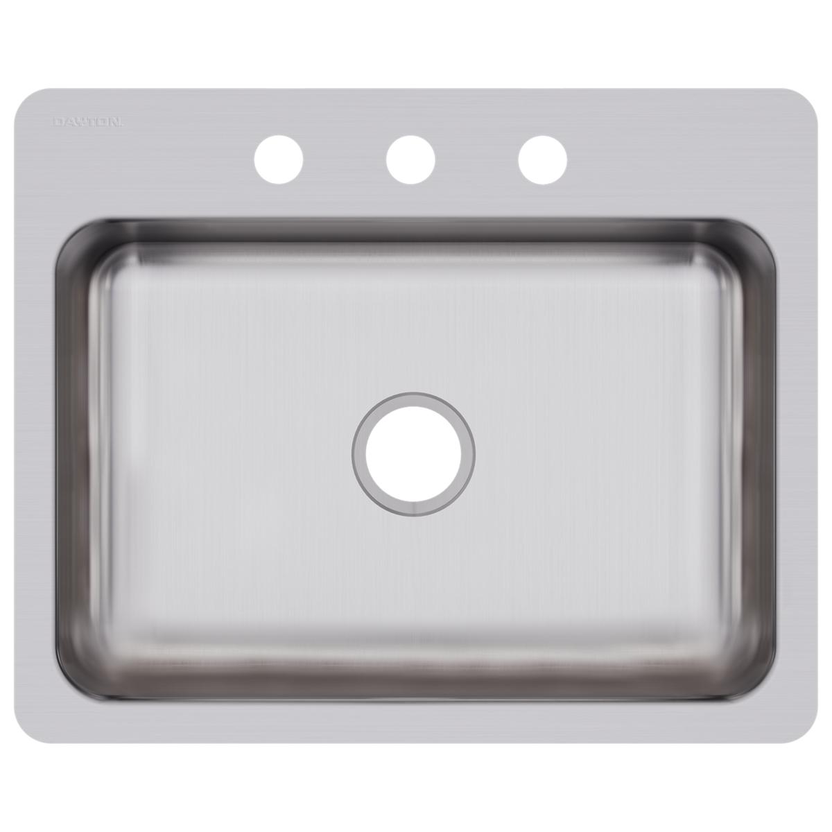 Elkay Dayton Stainless Steel 27" x 22" x 8", 3-Hole Single Bowl Dual Mount Sink DSESR127223