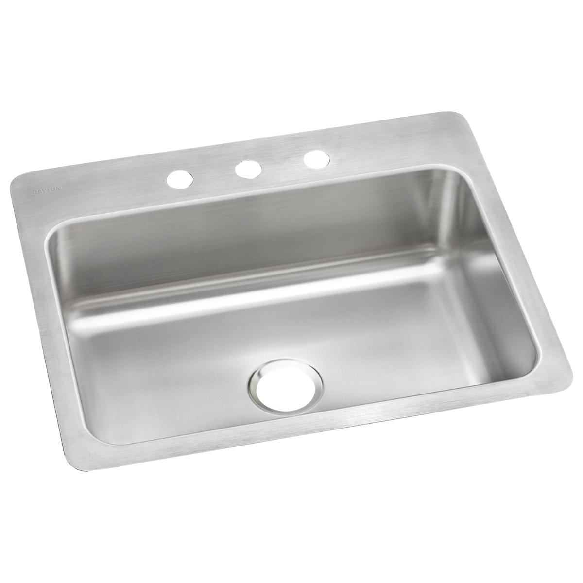 Elkay Dayton Stainless Steel 27" x 22" x 8", 3-Hole Single Bowl Dual Mount Sink DSESR127223