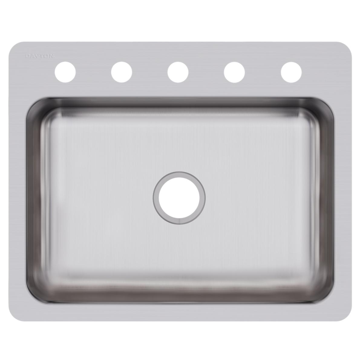 Elkay Dayton Stainless Steel 27" x 22" x 8", 5-Hole Single Bowl Dual Mount Sink DSESR127225