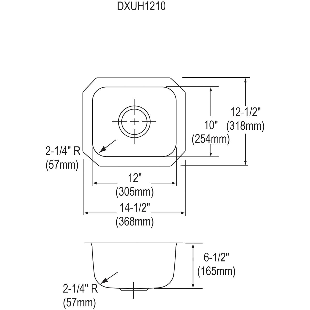 Elkay Dayton Stainless Steel 14-1/2" x 12-1/2" x 6-1/2", Single Bowl Undermount Bar Sink DXUH1210