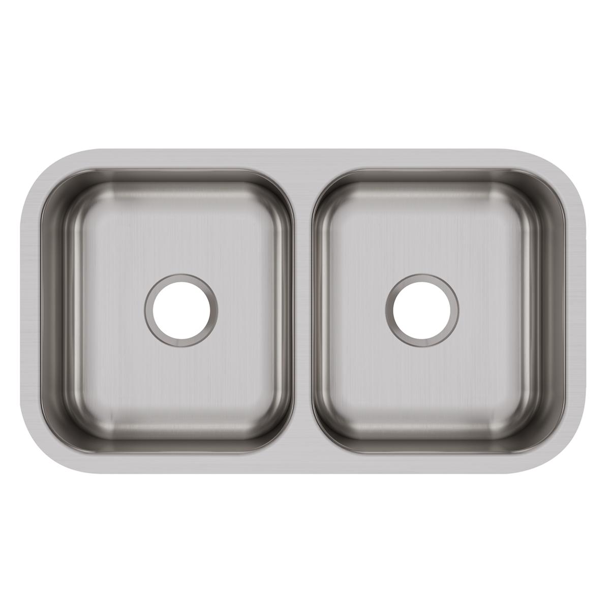 Elkay Dayton Stainless Steel 31-3/4" x 18-1/4" x 8", Equal Double Bowl Undermount Sink DXUH3118