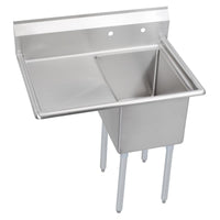 Elkay Dependabilt Stainless Steel 36-1/2" x 25-13/16" x 43-3/4" 18 Gauge One Compartment Sink w/ 18" Left Drainboard and Stainless Steel Legs E1C16X20-L-18X