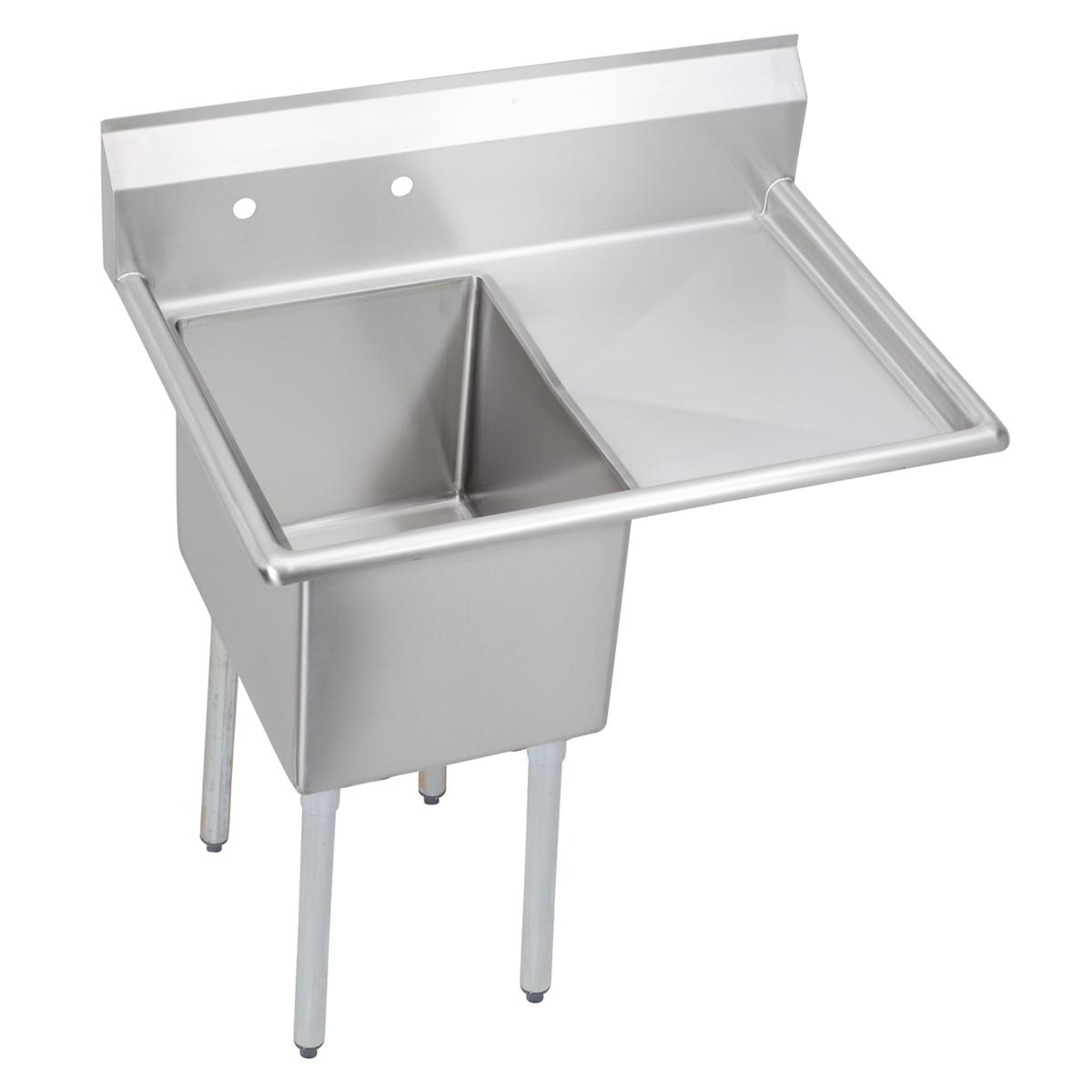 Elkay Dependabilt Stainless Steel 36-1/2" x 25-13/16" x 43-3/4" 18 Gauge One Compartment Sink w/ 18" Right Drainboard and Stainless Steel Legs E1C16X20-R-18X
