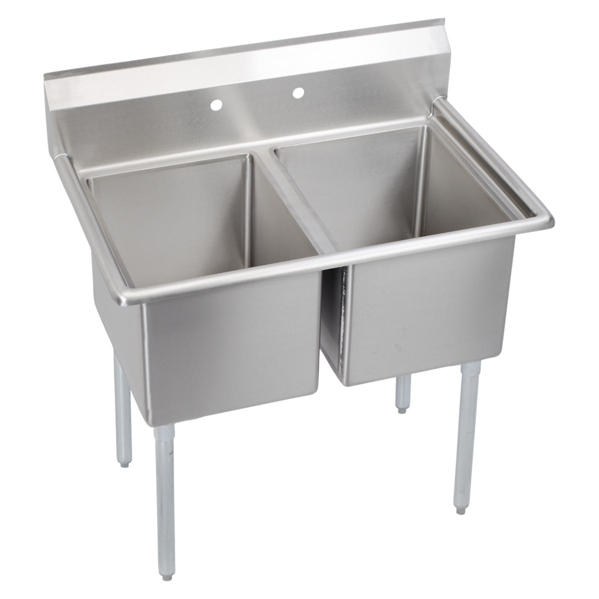 Elkay Dependabilt Stainless Steel 39" x 25-13/16" x 43-3/4" 18 Gauge Two Compartment Sink with Stainless Steel Legs E2C16X20-0X