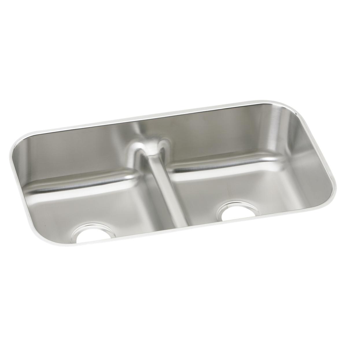 Elkay Lustertone Classic Stainless Steel 32-1/2" x 18-1/8" x 8", Equal Double Bowl Undermount Sink with Aqua Divide EAQDUH3118