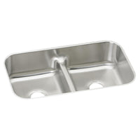 Elkay Lustertone Classic Stainless Steel 32-1/2" x 18-1/8" x 8", Equal Double Bowl Undermount Sink with Aqua Divide EAQDUH3118