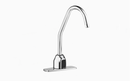 Sloan Optima EBF-750 1.5 GPM Battery-Powered Sensor Faucet, Polished Chrome, 4" Trim Plate, Surgical Bend Spout, Laminar Spray Below-Deck Manual Mixer