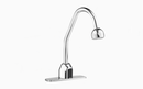 Sloan Optima EBF-750 1.5 GPM Battery-Powered Sensor Faucet, Polished Chrome, 8" Trim Plate, Surgical Bend Spout, Shower Head Spray Below-Deck Manual Mixer