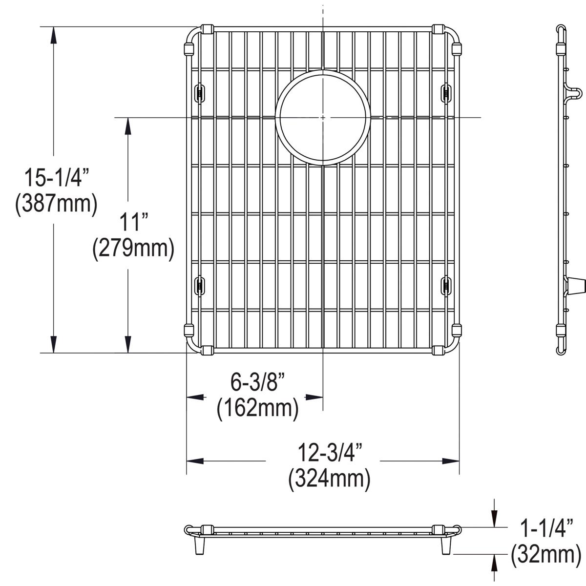 Elkay Stainless Steel 12-3/4" x 15-1/4" x 1-1/4" Bottom Grid EBG1315