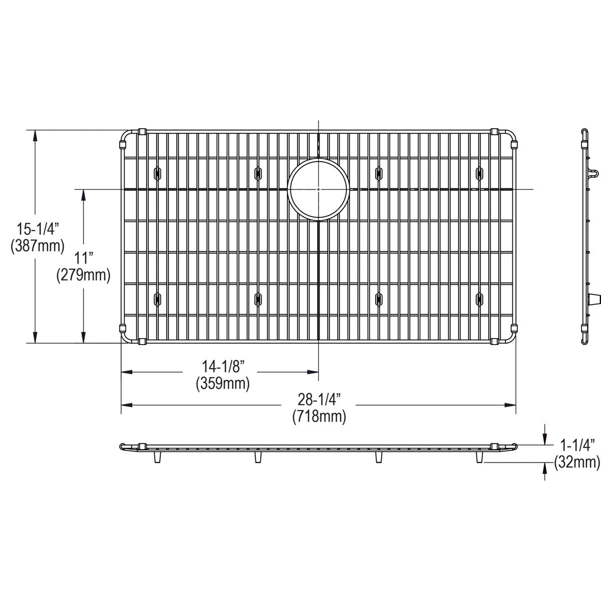 Elkay Stainless Steel 28-1/4" x 15-1/4" x 1-1/4" Bottom Grid EBG2815