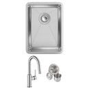 Elkay Crosstown 18 Gauge Stainless Steel 13-1/2" x 18-1/2" x 9" Single Bowl Undermount Bar Sink & Faucet Kit with Drain ECTRU12179TFCC