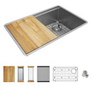 Elkay Crosstown 18 Gauge Workstation Stainless Steel 28-1/2" x 18-1/2" x 8-1/2" Single Bowl Undermount Sink Kit ECTRU27169RW