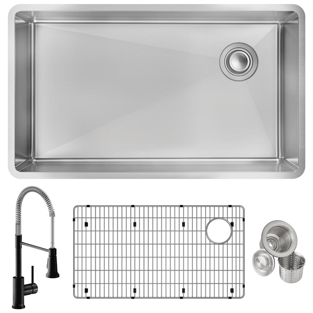 Elkay Crosstown 18 Gauge Stainless Steel 31-1/2" x 18-1/2" x 9" Sgl Bowl Undermount Sink & Faucet Kit w/Bottom Grid & Drain ECTRU30179RTFBC