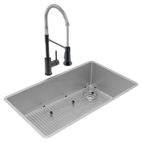 Elkay Crosstown 18 Gauge Stainless Steel 31-1/2" x 18-1/2" x 9" Sgl Bowl Undermount Sink & Faucet Kit w/Bottom Grid & Drain ECTRU30179RTFBC