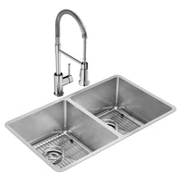 Elkay Crosstown 18 Gauge Stainless Steel 31-1/2" x 18-1/2" x 9" Equal Double Bowl Undermount Sink Kit with Faucet ECTRU31179TFC