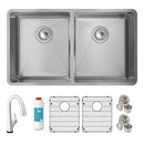 Elkay Crosstown 18 Gauge Stainless Steel 31-1/2" x 18-1/2" x 9" Equal Double Bowl Undermount Sink Kit with Filtered Faucet ECTRU31179TFLC