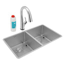 Elkay Crosstown 18 Gauge Stainless Steel 31-1/2" x 18-1/2" x 9" Equal Double Bowl Undermount Sink Kit with Filtered Faucet ECTRU31179TFLC