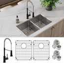 Elkay Crosstown 18 Gauge Stainless Steel 31-1/2" x 18-1/2" x 9" Eql Dbl Bwl Undermount Sink & Fct Kit w/Bottom Grid & Drain ECTRU31179TFMBC