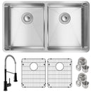 Elkay Crosstown 18 Gauge Stainless Steel 31-1/2" x 18-1/2" x 9" Eql Dbl Bwl Undermount Sink & Fct Kit w/Bottom Grid & Drain ECTRU31179TFMBC