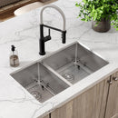 Elkay Crosstown 18 Gauge Stainless Steel 31-1/2" x 18-1/2" x 9" 40/60 Double Bowl Undermount Sink Kit ECTRU32179LTC