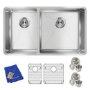 Elkay Crosstown 18 Gauge Stainless Steel 31-1/2" x 18-1/2" x 9" 40/60 Double Bowl Undermount Sink Kit ECTRU32179LTC