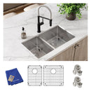 Elkay Crosstown 18 Gauge Stainless Steel 31-1/2" x 18-1/2" x 9" 40/60 Double Bowl Undermount Sink Kit ECTRU32179LTC