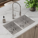 Elkay Crosstown 18 Gauge Stainless Steel 31-1/2" x 18-1/2" x 9" 40/60 Double Bowl Undermount Sink & Faucet Kit with Bottom Grid & Drain ECTRU32179LTFBC
