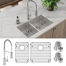 Elkay Crosstown 18 Gauge Stainless Steel 31-1/2" x 18-1/2" x 9" 40/60 Double Bowl Undermount Sink & Faucet Kit with Bottom Grid & Drain ECTRU32179LTFBC
