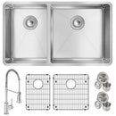 Elkay Crosstown 18 Gauge Stainless Steel 31-1/2" x 18-1/2" x 9" 40/60 Double Bowl Undermount Sink & Faucet Kit with Bottom Grid & Drain ECTRU32179LTFBC