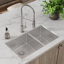 Elkay Crosstown 18 Gauge Stainless Steel 31-1/2" x 18-1/2" x 9" 60/40 Double Bowl Undermount Sink & Faucet Kit with Drain ECTRU32179RTFCC